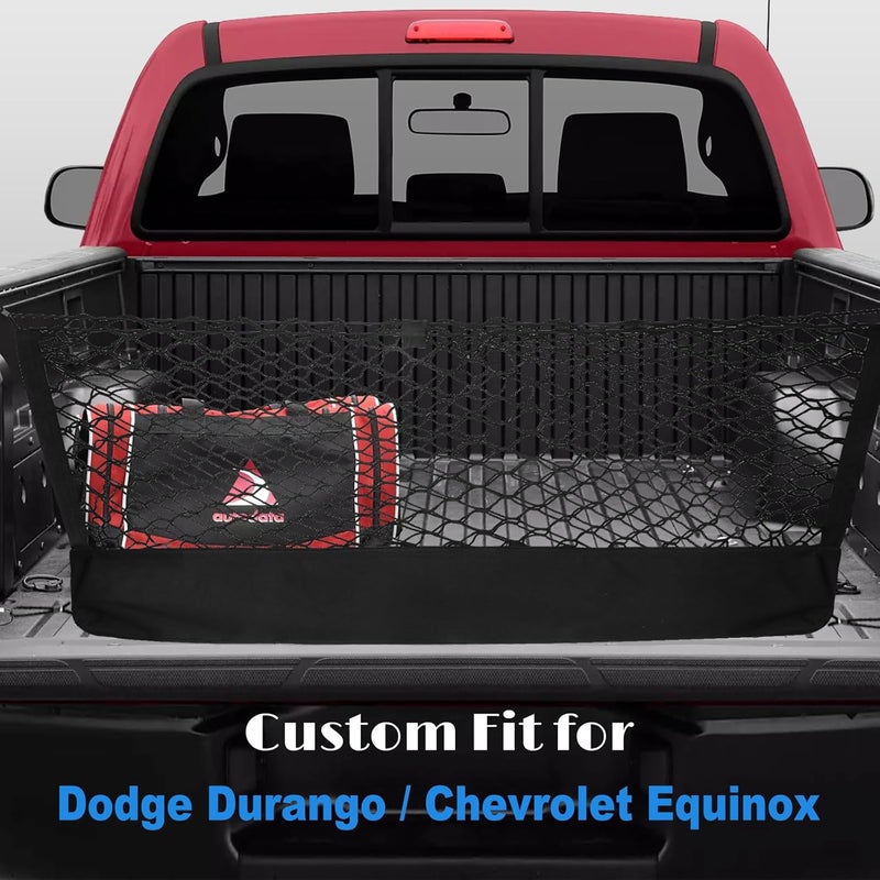 AuyNeas for Dodge Durango Chevy Equinox Envelope Style Truck Bed Cargo Net - Fits 2013-2024 2025 2026 Durango Equinox Accessories Cargo Net for Pickup Truck Bed - Heavy Duty Carabiners - Image 3